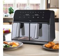 Cooks Professional 8 Litre Dual Digital Air Fryer with Double Twin Basket | Stainless Steel Energy Saving Instant Fryer with Double Drawers & Preset Functions | 8L Capacity (XL) | Silver