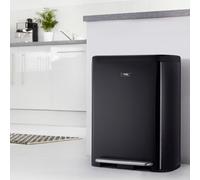 Cooks Professional Dual Recycle Kitchen Pedal Bin 60L - 2 X 30L Removable Waste Compartments & Soft Close Lids - Black