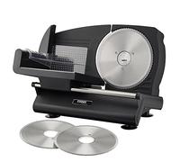 Cooks Professional Electric Food Slicer | Home Use Deli Slicing Machine for Bread, Meat, Cheese, Veg | Interchangeable Blades, Adjustable Thickness, Plastic Pusher Blade Guard, Non-Slip Feet |