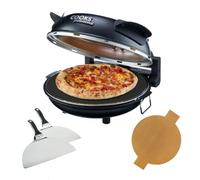 Cooks Professional Electric Pizza Oven 1200W with 31cm Stone Base | Black | Glass Window, Timer, Stainless Steel Paddles & Baking Sheet, Energy Efficient Portable Countertop Pizza Maker