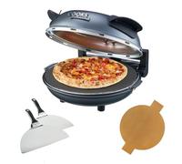 Cooks Professional Electric Pizza Oven 1200W with 31cm Stone Base | Grey | Glass Window, Timer, Stainless Steel Paddles & Baking Sheet, Energy Efficient Portable Countertop Pizza Maker
