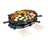 Cooks Professional Electric Raclette Grill 1200W With Non-Stick Metal Plate - Includes 8 Fondue Pans, Spatulas & Thermostat