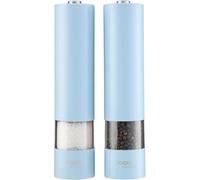 Cooks Professional Electric Salt and Pepper Mill Set | Battery Operated Automatic Grinders with Adjustable Course & Fine Grinding & One Touch Operation | Condiment Seasoning Grinder | Blue