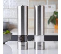 Electric Stainless Steel Automatic Salt and Pepper Mill Set - Silver