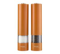 Cooks Professional Electric Salt and Pepper Mill Set | Battery Operated Automatic Grinders with Adjustable Course & Fine Grinding & One Touch Operation | Condiment Seasoning Grinder | Orange