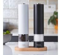 Electric Salt and Pepper Mill Automatic Grinder with Bamboo Base Cooks Professional Multi One Size
