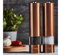 Cooks Professional Electric Salt & Pepper Mill Set Stainless Steel Automatic Grinder in Copper Cooks Professional Copper