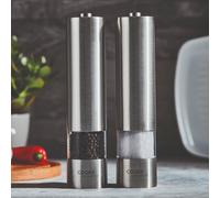 Cooks Professional Electric Salt & Pepper Mill Set Stainless Steel Automatic Grinder in Metallic Silver Cooks Professional Metallic Silver