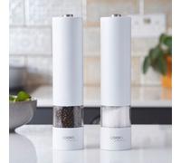Cooks Professional Electric Salt and Pepper Mill Set | Battery Operated Automatic Grinders with Adjustable Course & Fine Grinding & One Touch Operation | Condiment Seasoning Grinder | White