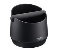 Cooks Professional Espresso Knock Box - Coffee Grounds Bin Container with Non-Slip Base & Removable Silicone Coated Barista Bar for Mess-Free Disposal - Black