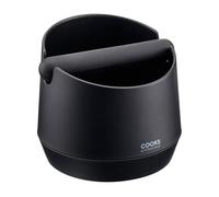 Cooks Professional Espresso Knock Box | Plastic Coffee Grounds Bin | Large | Dishwasher Safe Container with Non-Slip Base & Removable Silicone Coated Barista Bar for Mess-Free Disposal | Black