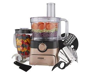 Cooks Professional Food Processor 1000W with 7 Blades, 2L Mixing Bowl & 1.8L Blender Jug | Multifunction Kitchen Chopper & Blender Tool for Chopping Slicing Grating Kneading Blending | Black/Rose Gold