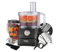 Cooks Professional Food Processor 1000W with 7 Blades, 2L Mixing Bowl & 1.8L Blender Jug | Multifunctional Kitchen Chopper & Blender Machine for Chopping Slicing Grating Kneading Blending | Black