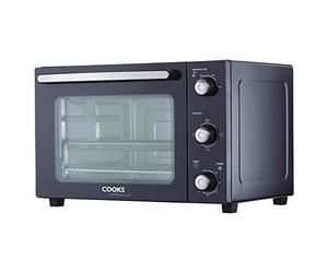 Cooks Professional Mini Oven | Electric Multi Function Countertop Cooker | 34L Capacity | Adjustable Temperature Control & Timer | 1500W | Includes Roasting Dish & Wire Rack | Black and Silver
