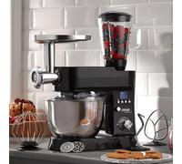 Cooks Professional Multifunction Stand Mixer 1200W With Mincer, Blender, 6.2L S-Steel Mixing Bowl & Accessories - Black