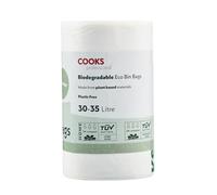 Cooks Professional Pack of 25 Biodegradable Compostable Bin Bags | 30-35L | Eco-Friendly Plant-Based Garbage or Recycling Liners for Home, Kitchen, Food, Garden or General Waste Disposal