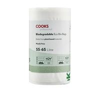 Cooks Professional Pack of 25 Biodegradable Compostable Bin Bags | 55-65L | Eco-Friendly Plant-Based Garbage or Recycling Liners for Home, Kitchen, Food, Garden or General Waste Disposal