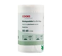 Cooks Professional Pack of 25 Biodegradable Compostable Bin Bags | 55-65L | Eco-Friendly Plant-Based Garbage or Recycling Liners for Home, Kitchen, Food, Garden or General Waste Disposal
