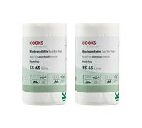 Cooks Professional Pack of 50 Biodegradable Compostable Bin Bags | 55-65L | Eco-Friendly Plant-Based Garbage or Recycling Liners for Home, Kitchen, Food, Garden or General Waste Disposal