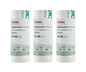 Cooks Professional Pack of 75 Biodegradable Compostable Bin Bags | 45-48L | Eco-Friendly Plant-Based Garbage or Recycling Liners for Home, Kitchen, Food, Garden or General Waste Disposal