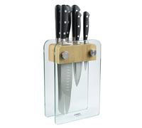 Cooks Professional Precision 6 Piece Knife Set | with Glass and Bamboo Knife Block | Steel | Chef | Home Kitchen