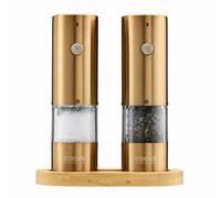 Cooks Professional Rechargeable Salt and Pepper Mill Set with Bamboo Base | Stainless Steel Seasoning Grinder with USB-C Charging, Adjustable Grind, One Button Operation | Copper
