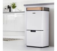 Cooks Professional Recycling Sensor Bin | Bins with Dual Compartments and Removable Food Caddy for Kitchen | Smart Automatic Brushed Stainless Steel Bins | (White/Copper)