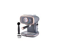 Cooks Professional 15-Bar Retro Espresso Coffee Machine with Frothing Steam Wand, Built-In Temperature Gauge, 1.2L Water Tank & Stainless Steel Drip Tray | Grey & Copper
