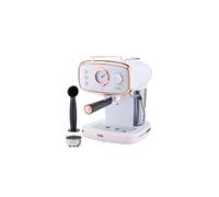 Cooks Professional 15-Bar Retro Espresso Coffee Machine with Frothing Steam Wand, Built-In Temperature Gauge, 1.2L Water Tank & Stainless Steel Drip Tray | White & Copper