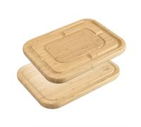 Cooks Professional Reversible Bamboo Carving and Chopping Board with Juice Groove, Smooth & Textured Spiked Side | Dual-Sided Antibacterial Non-Porous Wooden Cutting Boards or Serving Tray | 44 x 33cm