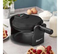 Cooks Professional Rotary Waffle Maker Machine 920W With Non-Stick Cooking Plates, Lock, Folding Handle & Drip Tray - Black