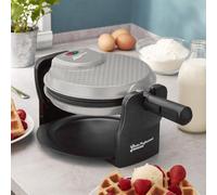 Cooks Professional Rotary Waffle Maker Machine 920W With Non-Stick Cooking Plates, Lock, Folding Handle & Drip Tray - Grey