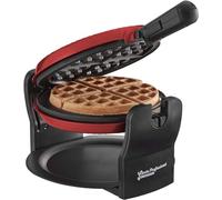 Cooks Professional Round Rotary Belgian Waffle Maker 920W | Red | Luxury Electric Waffle Machine with Non-Stick Plates, Locking Mechanism, Folding Handle & Drip Tray, Easy to Clean