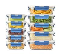 Cooks Professional Set of 10 Glass Food Storage Jars with Air-Tight Plastic Lids | 10pc Fridge Freezer Oven & Microwave Safe Meal Prep Containers | Store Meals & Ingredients | 5 x 380ml & 5 x 1000ml