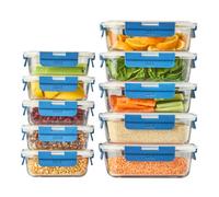 Cooks Professional Set of 10 Glass Food Storage Jars with Air-Tight Plastic Lids | 10pc Fridge Freezer Oven & Microwave Safe Meal Prep Containers | Store Meals & Ingredients | 5 x 380ml & 5 x 1000ml