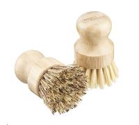 Set of 2 Eco Friendly Bamboo Washing Up Dish Brushes Cooks Professional Brown One Size