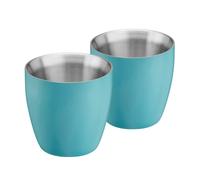 Cooks Professional Set of 2 Stainless Steel Espresso Coffee Cups | Double Wall Insulated Mini Drinking Mug | Dishwasher Safe & Stain, Odour & Rust Resistant | 90ml Capacity | Teal