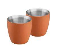 Cooks Professional Set of 2 Stainless Steel Espresso Coffee Cups | Double Wall Insulated Mini Drinking Mug | Dishwasher Safe & Stain, Odour & Rust Resistant | 90ml Capacity | Orange