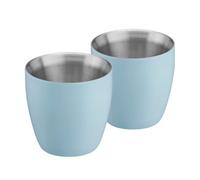 Cooks Professional Set of 2 Stainless Steel Espresso Coffee Cups | Double Wall Insulated Mini Drinking Mug | Dishwasher Safe & Stain, Odour & Rust Resistant | 90ml Capacity | Blue
