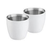 Cooks Professional Set of 2 Stainless Steel Espresso Coffee Cups | Double Wall Insulated Mini Drinking Mug | Dishwasher Safe & Stain, Odour & Rust Resistant | 90ml Capacity | White