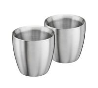 Cooks Professional Set of 2 Stainless Steel Espresso Coffee Cups | Double Wall Insulated Mini Drinking Mug | Dishwasher Safe & Stain, Odour & Rust Resistant | 90ml Capacity | Silver