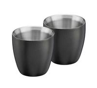 Cooks Professional Set of 2 Stainless Steel Espresso Coffee Cups | Double Wall Insulated Mini Drinking Mug | Dishwasher Safe & Stain, Odour & Rust Resistant | 90ml Capacity | Black