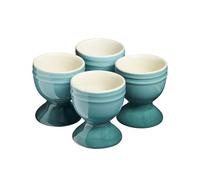Cooks Professional Set of 4 Colourful Egg Cups | 40ml Durable Chip Resistant Ceramic Stoneware Dinnerware Graduated Design Egg Holders | Dishwasher & Microwave Safe | Teal
