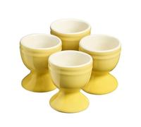 Cooks Professional Set of 4 Colourful Egg Cups | 40ml Durable Chip Resistant Ceramic Stoneware Dinnerware Graduated Design Egg Holders | Dishwasher & Microwave Safe | Yellow