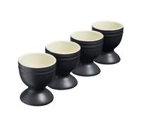Cooks Professional Set Of 4 Colourful Stoneware Egg Cups - Dishwasher & Microwave Safe - Black