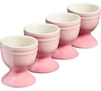 Cooks Professional Set of 4 Colourful Egg Cups | 40ml Durable Chip Resistant Ceramic Stoneware Dinnerware Graduated Design Egg Holders | Dishwasher & Microwave Safe | Pink