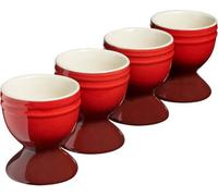 Cooks Professional Set of 4 Colourful Egg Cups | 40ml Durable Chip Resistant Ceramic Stoneware Dinnerware Graduated Design Egg Holders | Dishwasher & Microwave Safe | Red