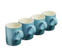 Cooks Professional Set Of 4 Colourful Stoneware Mugs - Tea Coffee Drinking Cups 350Ml Capacity - Dishwasher & Microwave Safe - Teal