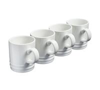 Cooks Professional 4 Piece Colourful Stoneware Mug Set | Tea Coffee Hot Chocolate Drinking Cups | Microwave Dishwasher Refrigerator Freezer Safe | 350ml Capacity | White