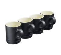 Cooks Professional Set Of 4 Colourful Stoneware Mugs - Tea Coffee Drinking Cups 350Ml Capacity - Dishwasher & Microwave Safe - Black